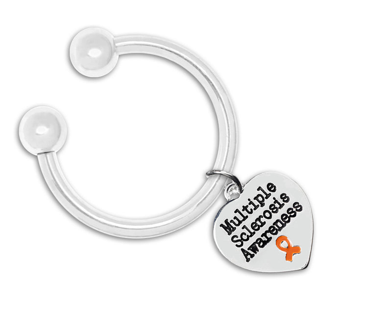 Multiple Sclerosis Awareness Orange Ribbon Heart Key Chains - Fundraising For A Cause