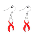 Large AIDS HIV Awareness Ribbon Hanging Earrings - Fundraising For A Cause