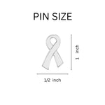Large Flat White Ribbon Pins - Fundraising For A Cause