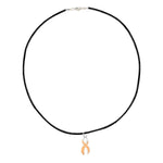 Large Peach Ribbon Black Cord Necklaces - Fundraising For A Cause