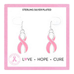 Large Pink Ribbon Hanging Earrings on Jewelry Cards (Cards) - Fundraising For A Cause
