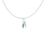Large Pink & Teal Ribbon Necklaces - Fundraising For A Cause