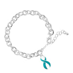 Large Teal Ribbon Chunky Charm Bracelet - Fundraising For A Cause