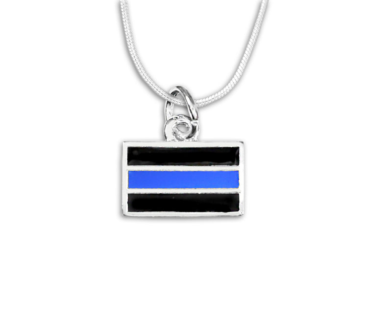 Law Enforcement Rectangle Blue Line Necklaces - Fundraising For A Cause