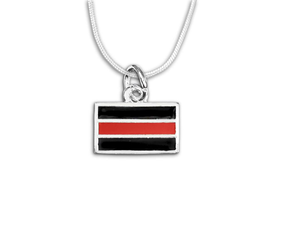 Firefighter Rectangle Red Line Necklaces - Fundraising For A Cause