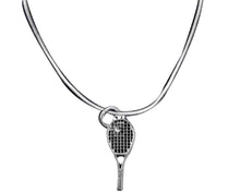 Load image into Gallery viewer, Silver Tennis Charm NecklaceS. Bulk Tennis Racket