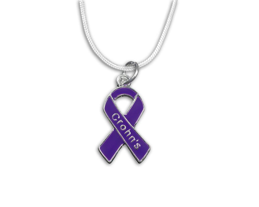 Crohn's Disease Purple Ribbon Necklaces - Fundraising For A Cause