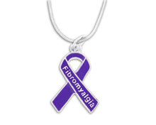 Load image into Gallery viewer, Fibromyalgia Awareness Purple Ribbon Necklaces - Fundraising For A Cause