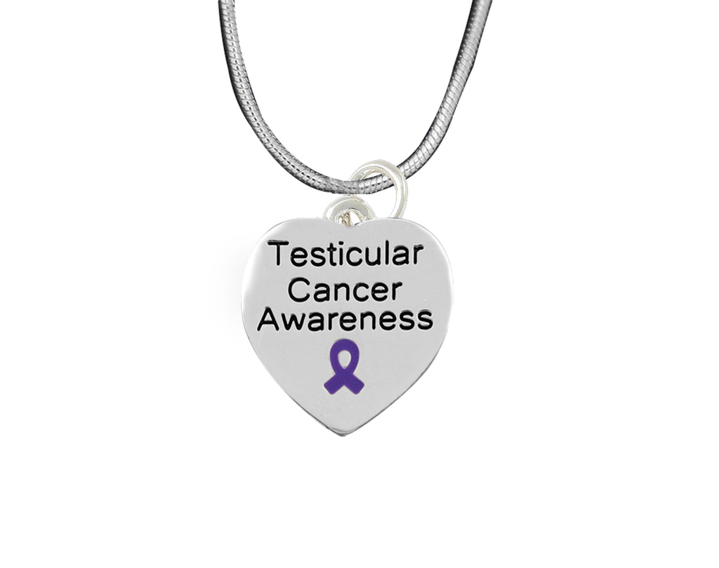 Testicular Cancer Awareness Heart Ribbon Necklaces - Fundraising For A Cause