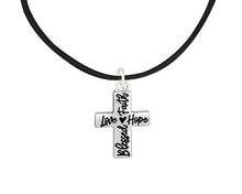 Load image into Gallery viewer, Blessed, Hope, Faith, and Love Cross Black Cord Necklace - Fundraising For A Cause