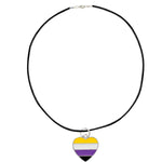 Nonbinary Flag Heart LGBTQ Black Cord Necklaces - Fundraising For A Cause