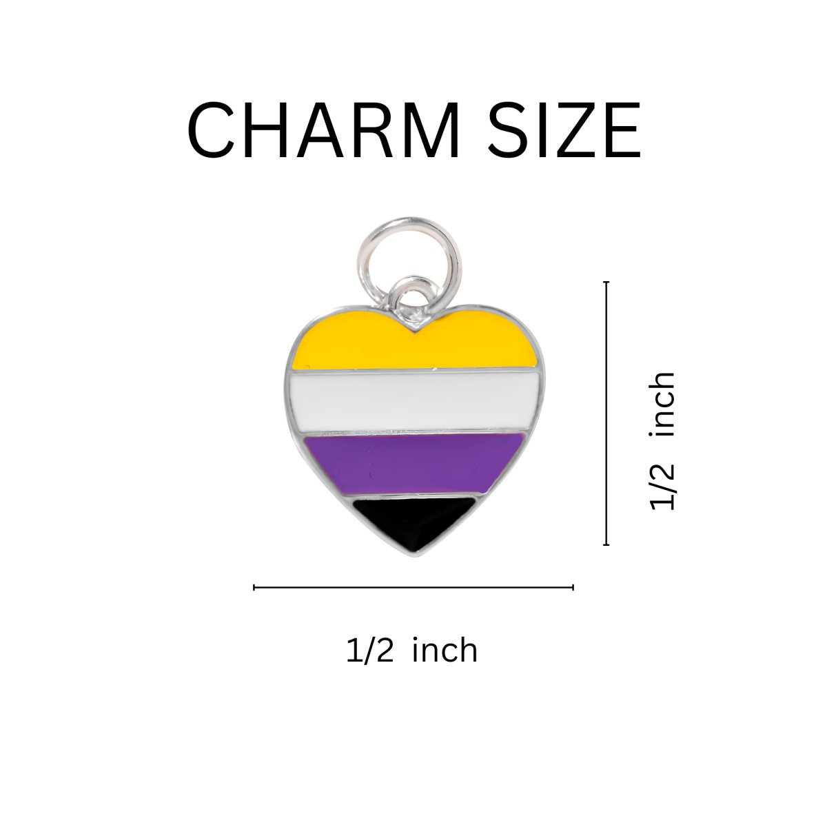 Nonbinary Flag Heart Retractable Charm Bracelets - Fundraising For A Cause