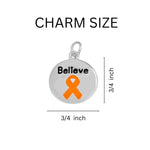 Orange Believe Ribbon Charm Retractable Bracelets - Fundraising For A Cause