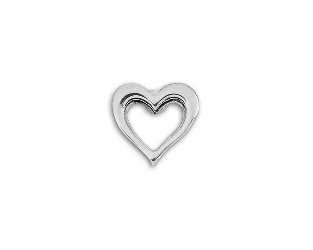 Small Silver Open Heart Tac Pins - Fundraising For A Cause