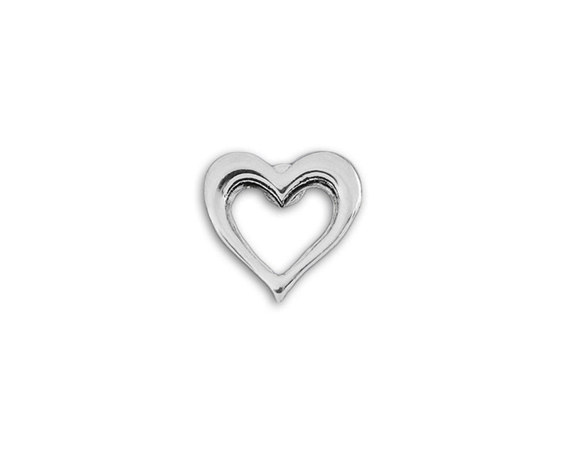 Small Silver Open Heart Tac Pins - Fundraising For A Cause