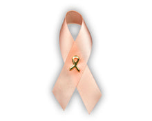 Load image into Gallery viewer, Satin Peach Ribbon Awareness Pins - Fundraising For A Cause