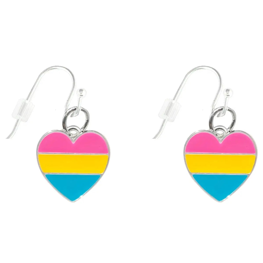 Pansexual Heart Hanging Earrings - Fundraising For A Cause