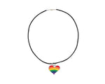 Rainbow Heart Shaped Charm on Black Cord Necklaces - Fundraising For A Cause