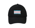 Rectangle Transgender Flag Baseball Hats in Black - Fundraising For A Cause