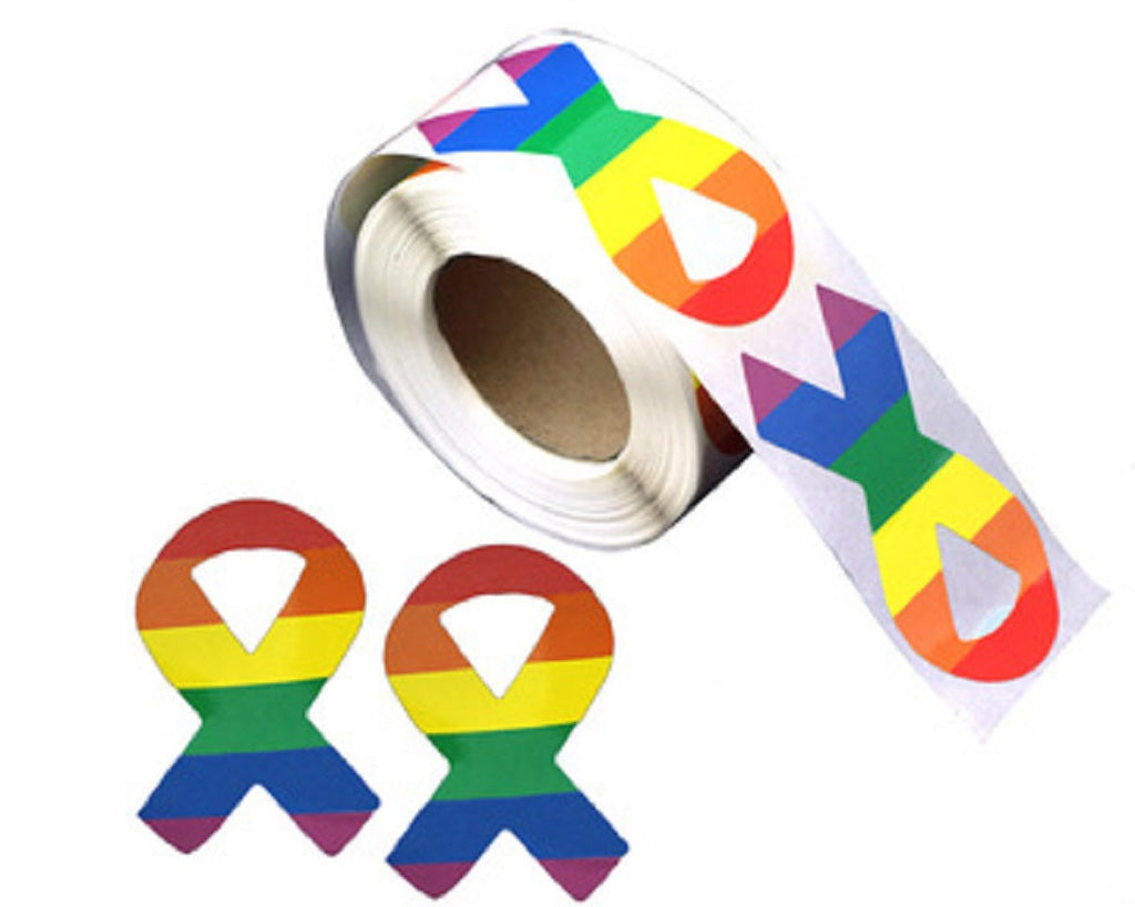 Large Rainbow Ribbon Stickers - The Awareness Company