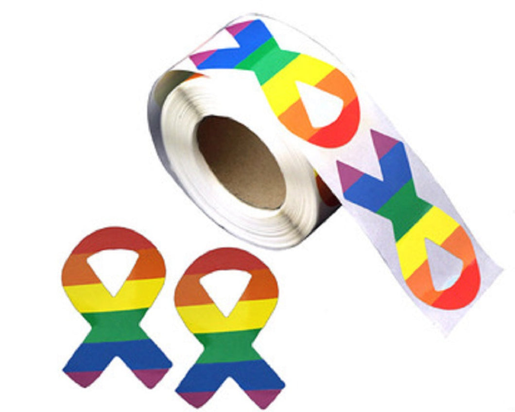 Large Rainbow Ribbon Stickers - The Awareness Company