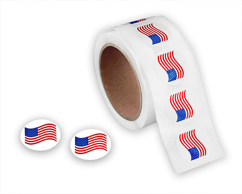 Small 3/4 Inch Round American Flag Stickers, Hershey Kiss Labels