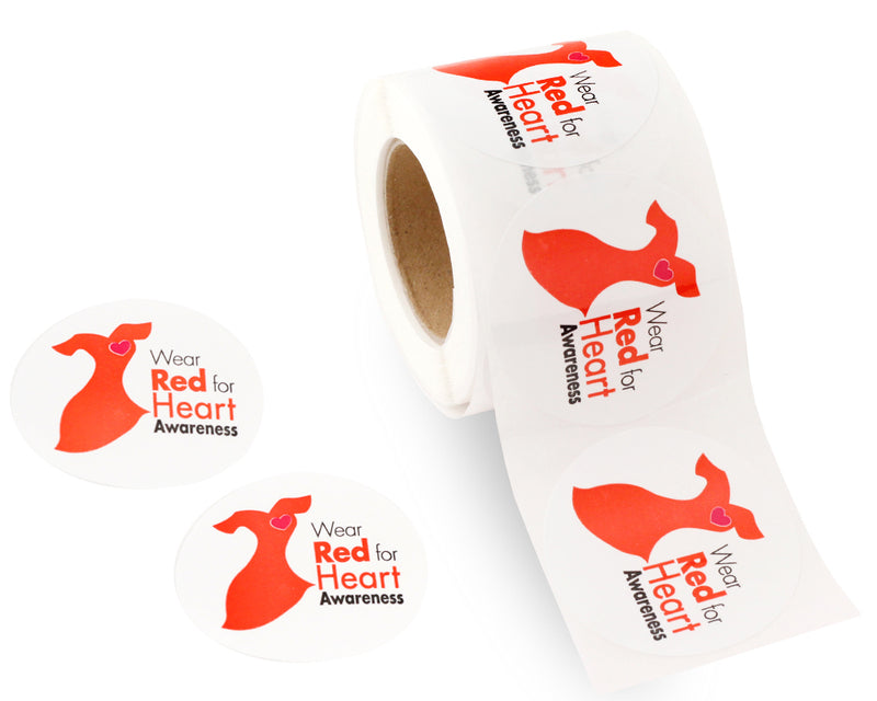 Wear Red for Heart Awareness Stickers, Red Dress Day Decals