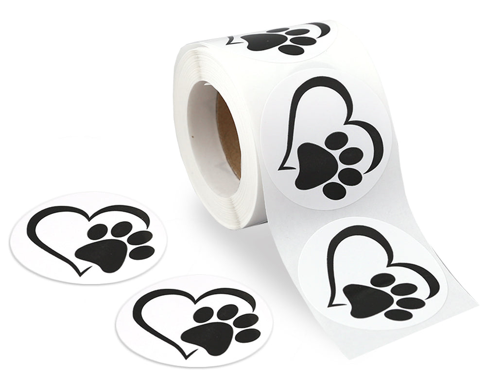 Paw Print in Heart Stickers, Animal Causes Awareness Labels