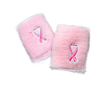 Load image into Gallery viewer, Pairs Pink Ribbon Awareness Sport Sweat Wristbands- Fundraising For A Cause