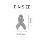 Satin Gray Brain Cancer Awareness Ribbon Pins - Fundraising For A Cause