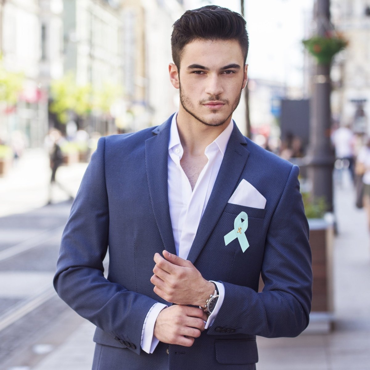 Satin Light Blue Awareness Ribbon Pins - Fundraising For A Cause