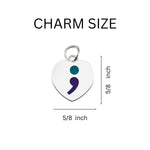 Semicolon Suicide Prevention Awareness Heart Split Style Key Chains - Fundraising For A Cause