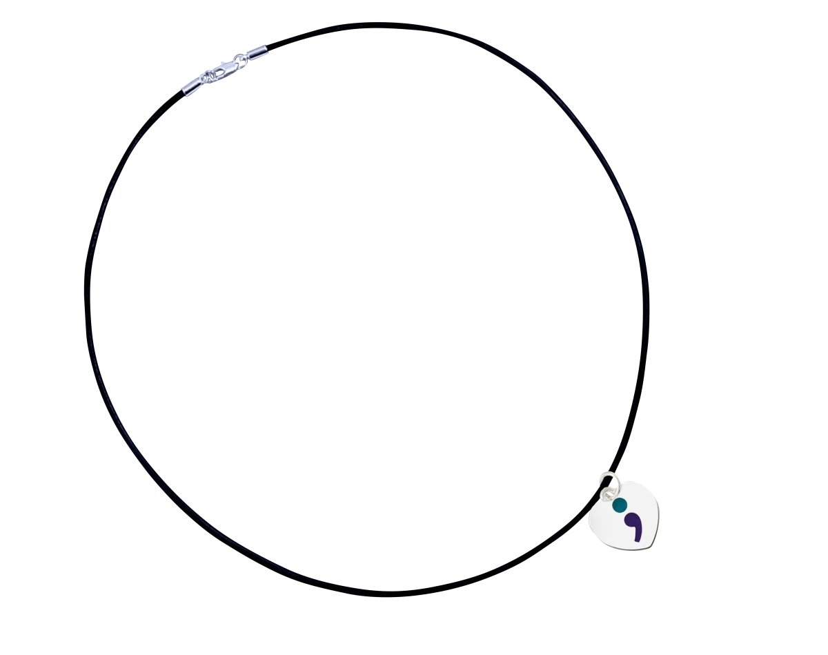 Semicolon Suicide Prevention Awareness Leather Cord Necklaces - Fundraising For A Cause
