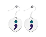 Semicolon Suicide Prevention Awareness Ribbon Hanging Earrings - Fundraising For A Cause