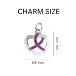 Silver Heart Crystal Purple Ribbon Necklaces - Fundraising For A Cause