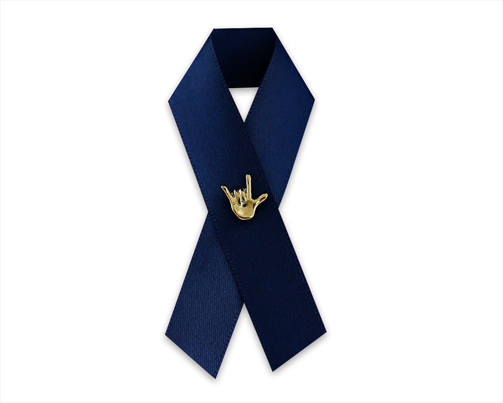 Small Gold Hand I Love You Sign Language Deaf Awareness Tac Pins - Fundraising For A Cause