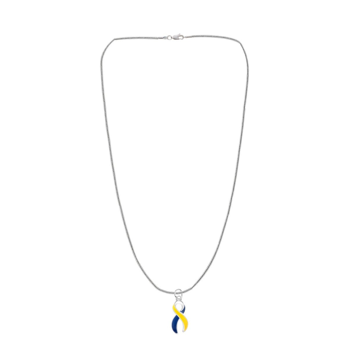 Support Ukraine Large Blue & Yellow Ribbon Necklaces - Fundraising For A Cause