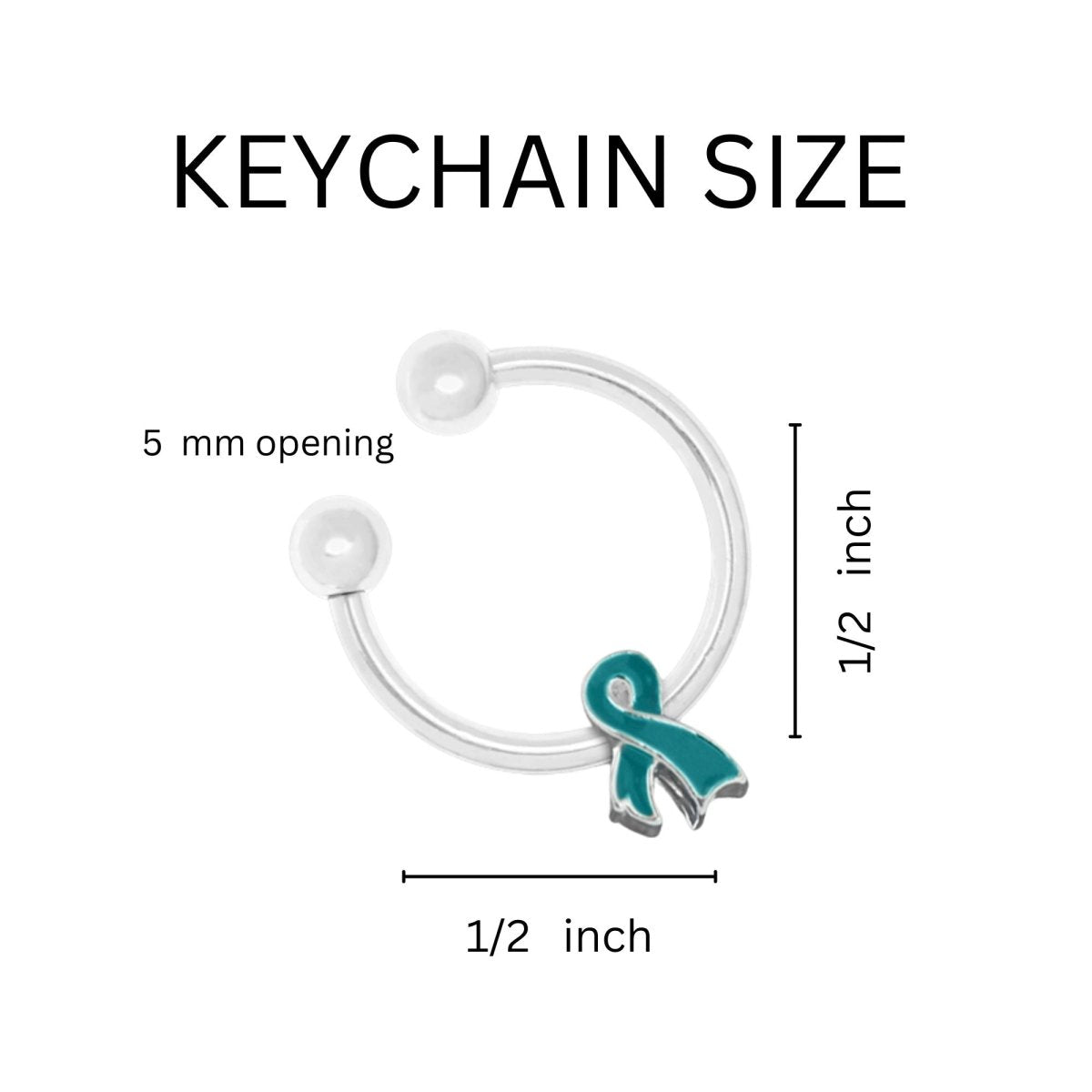 Teal Ribbon Shaped Key Chain - Fundraising For A Cause