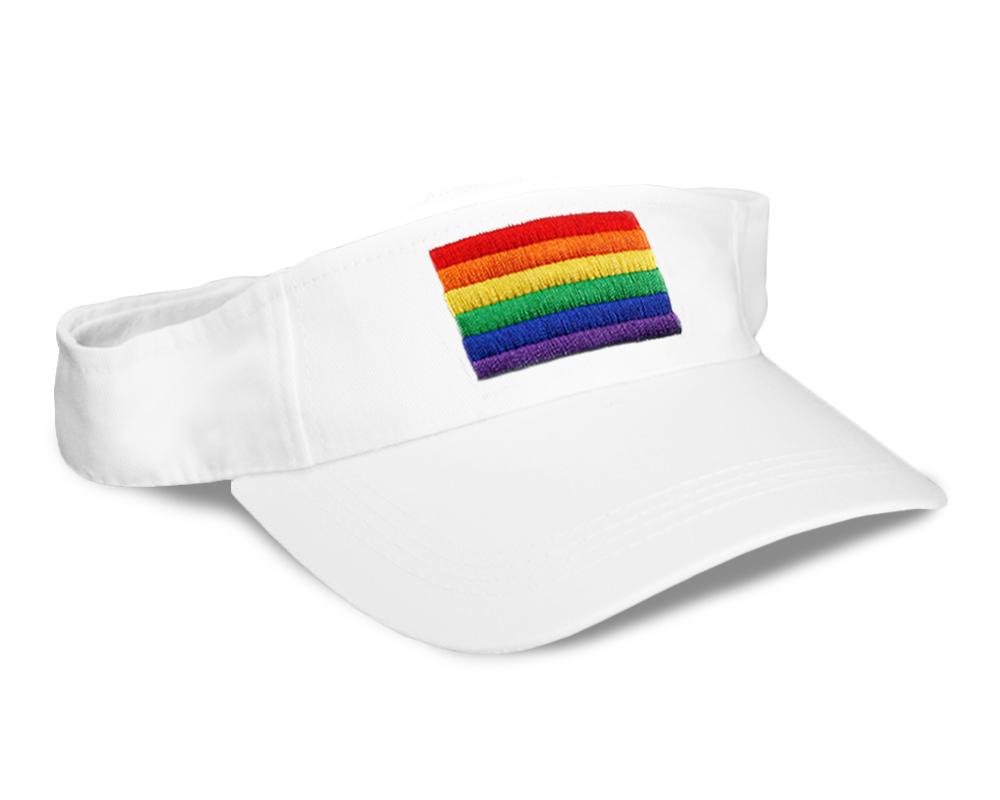 12 Rectangle Rainbow Visors in White (12 Visors) - Fundraising For A Cause