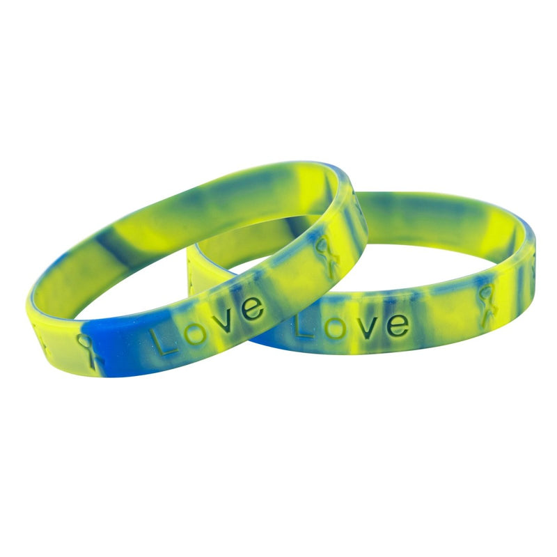Adult Blue & Yellow Silicone Bracelet Wristbands - Fundraising For A Cause