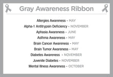 Load image into Gallery viewer, Adult Gray Awareness Silicone Bracelet Wristbands - Fundraising For A Cause