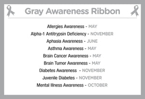 Adult Gray Awareness Silicone Bracelet Wristbands - Fundraising For A Cause