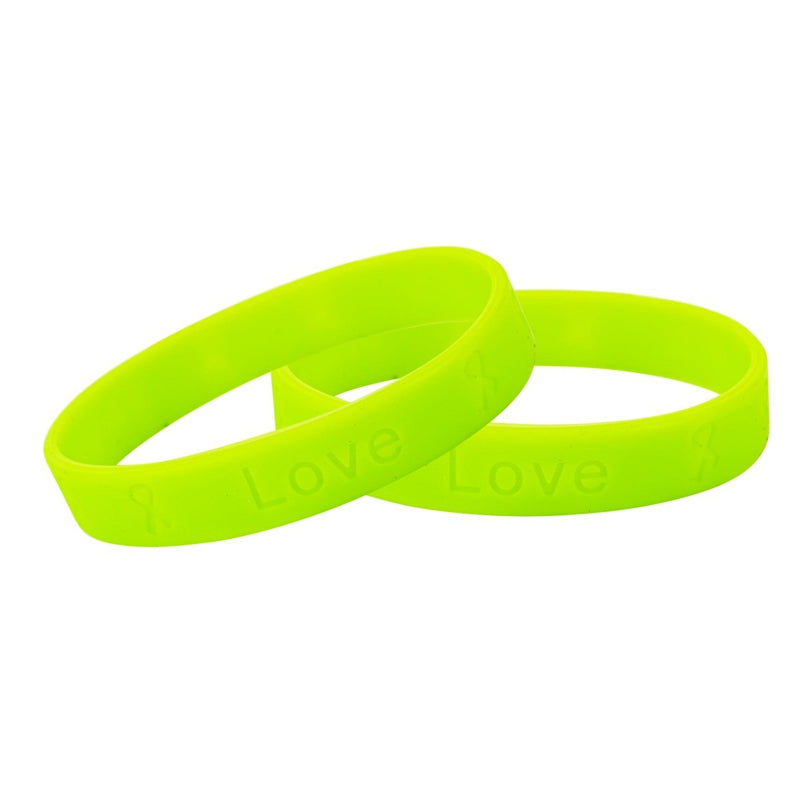 Adult Lime Green Awareness Silicone Bracelet Wristbands - Fundraising For A Cause