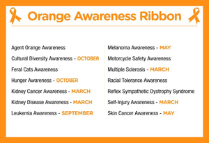 Adult Orange Awareness Silicone Bracelet Wristbands - Fundraising For A Cause