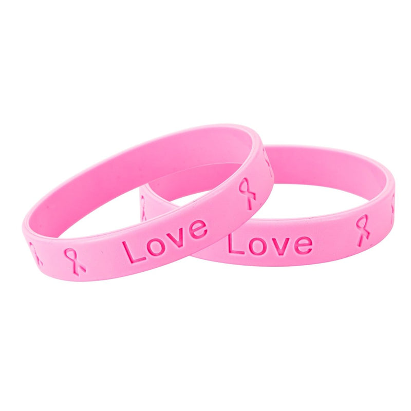 Adult Pink Ribbon Silicone Bracelet Wristbands - Fundraising For A Cause