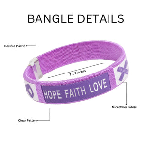 Adult Purple Ribbon "Hope" Bangle Bracelets - Fundraising For A Cause