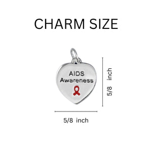 AIDS Awareness Heart Charm Bracelets with Crystal Accent Charms - Fundraising For A Cause