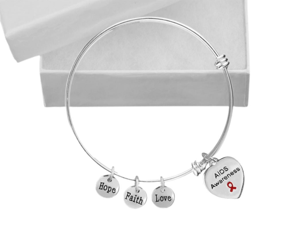 AIDS Awareness Heart Retractable Charm Bracelets - Fundraising For A Cause