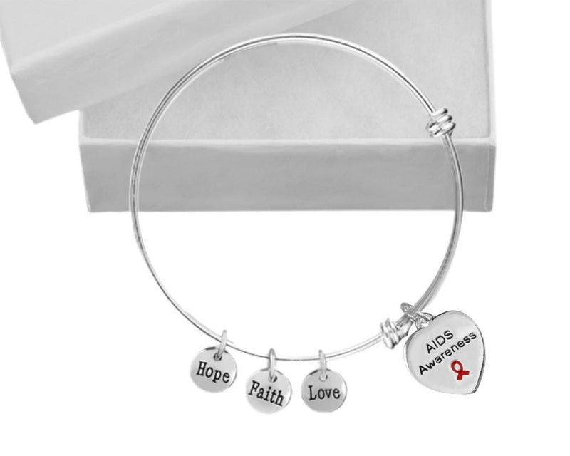 AIDS Awareness Heart Retractable Charm Bracelets - Fundraising For A Cause