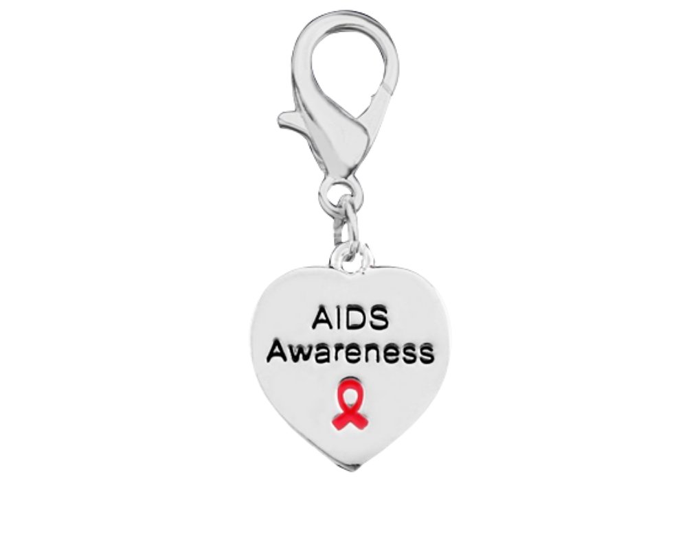 AIDS HIV Awareness Heart Hanging Charm - Fundraising For A Cause